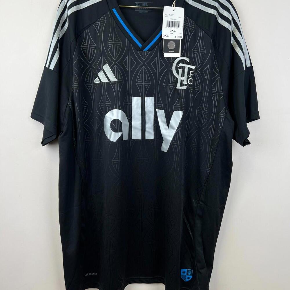 Adidas Charlotte FC 2025 Away Jersey‎ Men’s Size M Black Slim Fit CLT MLS NWT